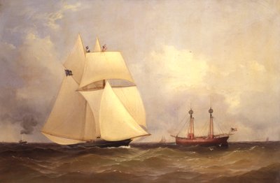 坎布里亚在大西洋赛后经过桑迪·胡克（Sandy Hook），1870年 作者 不明