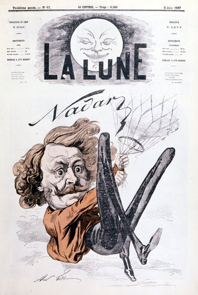 纳达尔 (1820 - 1910) 宇航员的漫画。 1867 年 2 月 6 日的“月亮”封面。 作者 未知艺术家