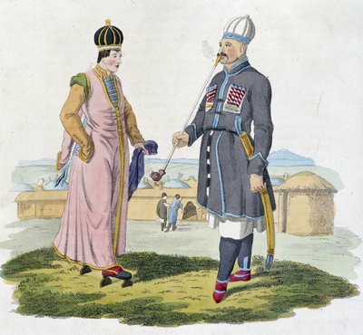 Cherkess man and woman (Caucasus) 作者 未知艺术家