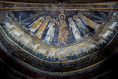 Christ among St Paul, St Cecilia, St Pascal, St Peter, St Valeriano and St Agata (mosaic, 821) 作者 未知艺术家