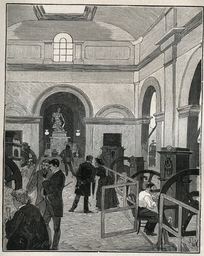 巴黎大教堂的钱币车间。1885年阿道夫-比塔尔（Adolphe BITARD）在 "Les arts et metiers illustrstres "中的版画。 作者 未知艺术家