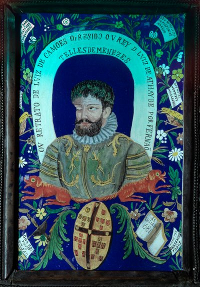 葡萄牙诗人 Luis Vaz de Camoes（1525-1580）的诗集装饰了肖像。 16世纪。 里斯本，国家古代艺术博物馆 作者 未知艺术家