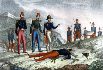 征服阿尔及利亚。丹瑞蒙将军在攻占君士坦丁期间死亡。1837年10月13日。载于Léon Galibert的《L