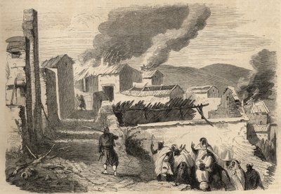 阿尔及利亚之战：1857年对大卡比利亚的远征。贝尼-延尼（Beni-Yenni）的呈文，是根据第一苏维埃的营长阿梅勒先生的画作。1857年 "Le Monde illustrious "中的雕刻。私人收藏。 作者 未知艺术家