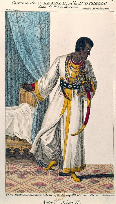 喜剧演员查尔斯-肯布尔（1775-1854）在威廉-莎士比亚（1564-1616）的同名作品中扮演奥赛罗的服装 19世纪的巴黎。B N 作者 未知艺术家