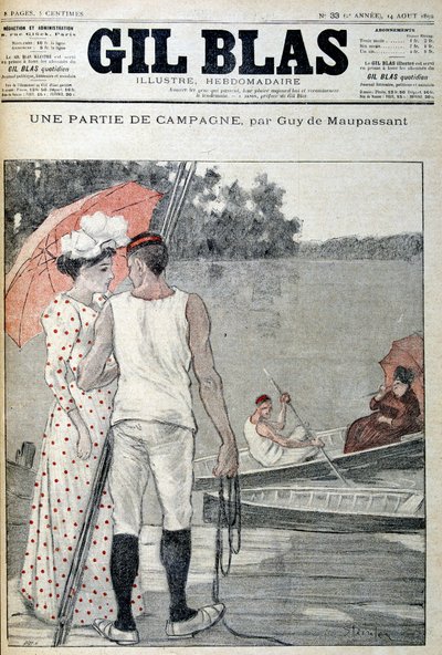盖伊·德·莫泊桑 (Guy de Maupassant) 的““吉尔·布拉斯”(Gil Blas) 封面，说明“运动的一部分””。 14/08/1892。 作者 Unknown artist