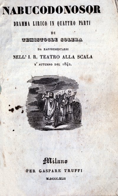 朱塞佩·威尔第 (1813 - 1901) 的第一部 Nabucco 剧本的封面，最初命名为 Nabucodonosor 作者 未知艺术家