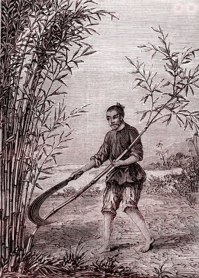 砍竹，中国的造纸术（公元前 3 世纪）（雕刻 作者 未知艺术家