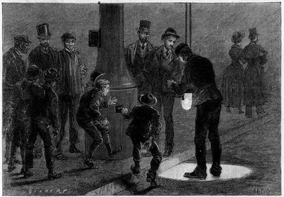 被电击死亡。在巴黎的卡鲁塞尔广场，用电击器进行电气化。1889年1月19日的 "自然：科学与艺术和工业应用杂志 "中的版画。 作者 未知艺术家