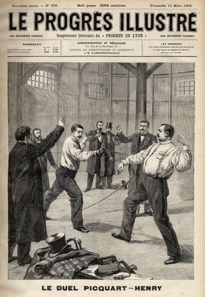 德雷福斯案件。乔治-皮卡尔中校（1854-1914）和休伯特-亨利（1846-1898）的决斗 作者 未知艺术家
