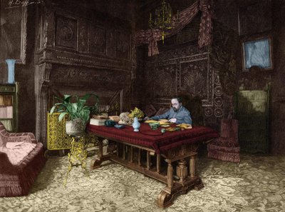 埃米尔-左拉（1840-1902）在他位于棉兰的办公室。 作者 未知艺术家