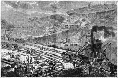 1885年的版画，展示了在巴拿马地峡钻探的工作。在Emperador的船厂看到的一次攻击。 作者 未知艺术家
