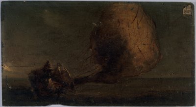 坠落的航空母舰，约 1860 年（木板油画） 作者 未知艺术家