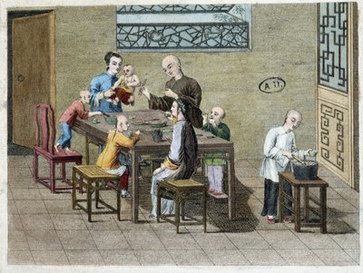 19世纪中国的家庭聚餐 作者 未知艺术家