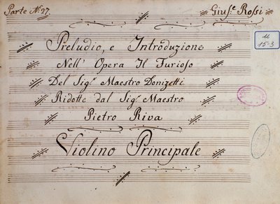 加埃塔诺·多尼采蒂 (Gaetano Donizetti) 的小提琴乐谱第一页，Il furioso all