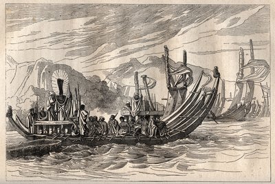 詹姆斯-库克船长（1728-1779）的第一次航行（1768-1771）：大溪地舰队聚集在奥帕里--插图取自 "18世纪伟大的航海家" 作者 未知艺术家