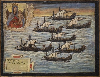 Former voto (ex voto) sailor, popular offer as a pledge of devotion and gratitude of the sailor surviving to the dangers of the sea coming from the Church of the Blessed Virgin of the Arch of Naples (Madonna dell