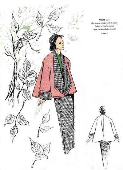 法国时装，猎犬纹服装设计。 作者 未知艺术家