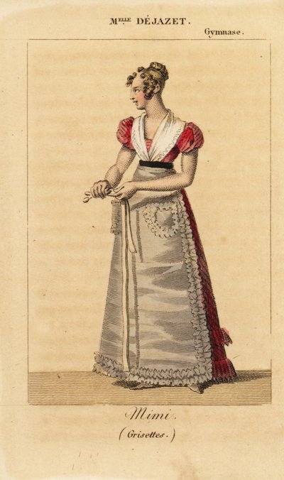 French soprano Mlle Virginie Dejazet as Mimi in the one-act vaudeville Grisettes by Scribe and Dupin at the Gymnase-Dramatique 作者 未知艺术家