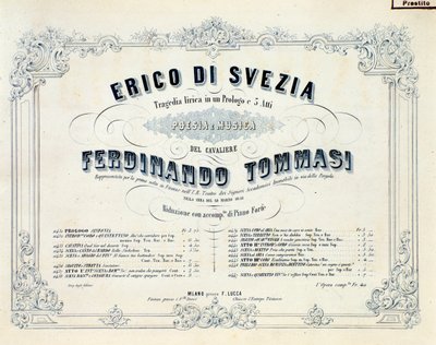 Frontispiece of Enrico di Svezia, opera by Ferdinando Tommasi 作者 未知艺术家