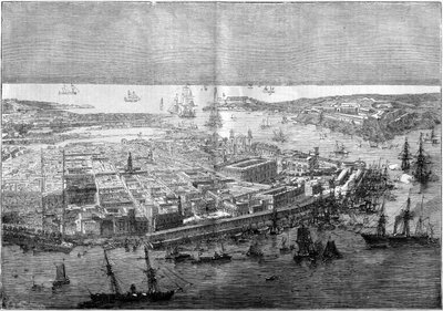 1862年哈瓦那的概况--由海军少将尤里安-德拉格拉维耶指挥的法国师的设备。 作者 未知艺术家