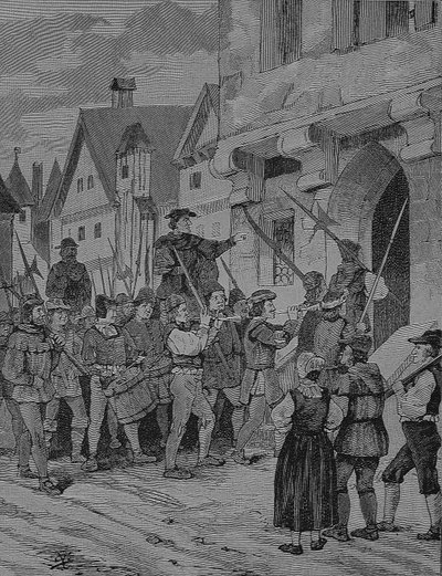 德国农民战争（1524-1526 年）：奥伦巴赫，德国巴伐利亚州罗滕堡农民 作者 未知艺术家