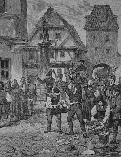 德国农民战争（1524-1526 年）：伯肯的农民虐待犹太人 作者 未知艺术家