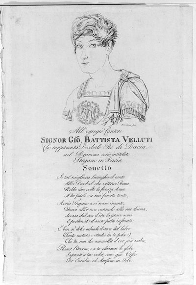 乔瓦尼·巴蒂斯塔·维鲁蒂 (Giovanni Battista Velluti) (1781-1861)，最后一部被阉割的歌剧。 作者 未知艺术家
