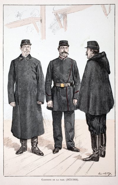和平监护人（1873-1894）。彩色蚀刻画，用于为路易-勒平（1846-1933）主持出版的《和平卫士部队史》一书作插图，作者是阿尔弗雷德-雷伊（1864-）和路易-费隆。 作者 未知艺术家