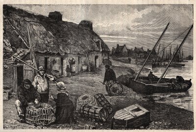 Habitations des Poucheurs a Concarneau - Finistere - Breatgane - "PATRIE "中的雕刻 - DESCRIPTION PECTURESSE DE LA FRANCE EN 6 VOLUES BY LUCIEN HUARD - 19世纪末 作者 未知艺术家