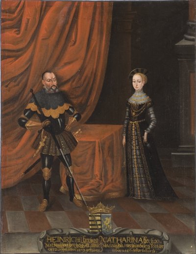 Henri IV de Saxe, dit le Pieux et Catherine de Mecklembourg - 虔诚的亨利公爵（1473-1541）和梅克伦堡公爵夫人凯瑟琳（1487-1561），匿名。布面油画。尺寸：101,5x79厘米。斯德哥尔摩国家博物馆 作者 未知艺术家