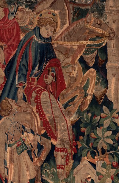 Saint Piat 和 Saint Eleuthère 的历史，场景 8，细节中心。 骑士。 作者 未知艺术家