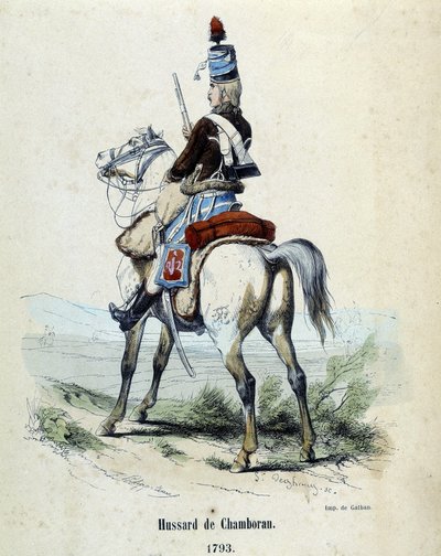 Hussard de Chamboran于1793年在马背上。 作者 未知艺术家