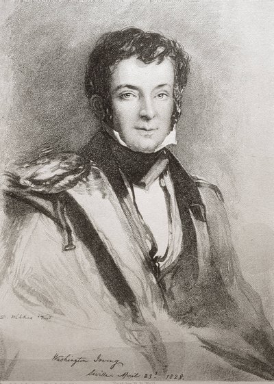华盛顿-艾尔文（1783-1859）。美国小说家和历史学家。肖像作于塞维利亚（1828 年）。文学作品。 作者 未知艺术家