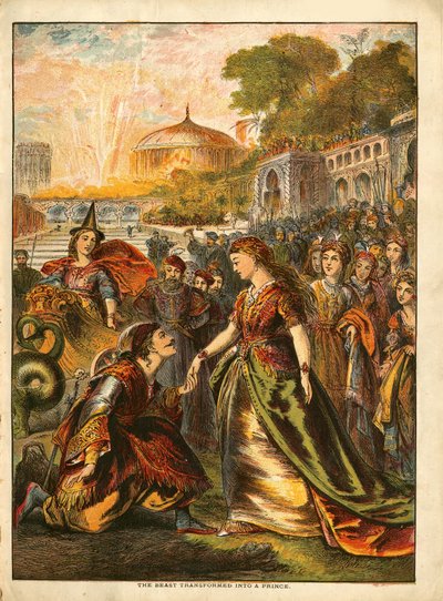 插图来自：《美女与野兽》，约 1880 年 作者 未知艺术家