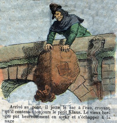 19世纪末为安徒生（1805-1875）的故事《大克劳斯和小克劳斯》（克劳斯）绘制的插图，私人收藏。 作者 未知艺术家