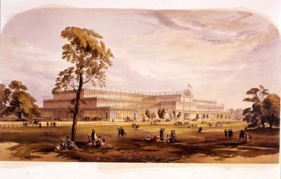 工业革命：19 世纪约瑟夫·帕克斯顿为 1851 年伦敦世博会（海德公园）建造的水晶宫景观 作者 未知艺术家