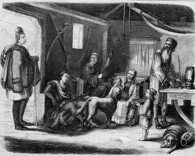 1859年在贝尔格莱德附近的一个塞尔维亚农民房子的内部。 作者 未知艺术家