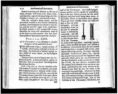 意大利和荷兰的温度计 Jean leurechon (1591-1670)的 "数学娱乐 "中的页面 1653年 作者 未知艺术家