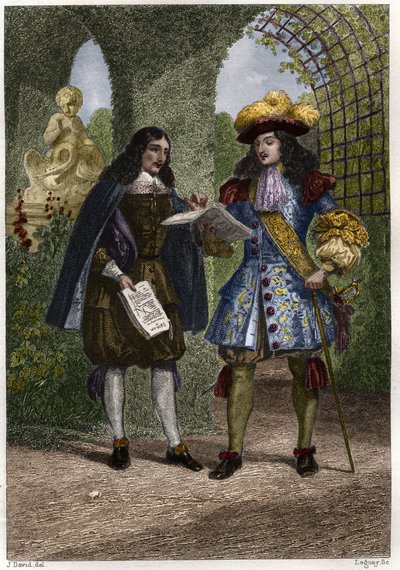 施洗约翰（Jean-Baptiste）-科尔贝尔（1619-1683）与法国和纳瓦拉国王路易十四（1638-1715）。19世纪的雕版画。私人收藏。 作者 未知艺术家