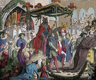卡尔四世于 1365 年进入阿维尼翁 - 卢森堡的查理四世（1316-1378），罗马皇帝于 1365 年进入阿维尼翁 - 作者 未知艺术家