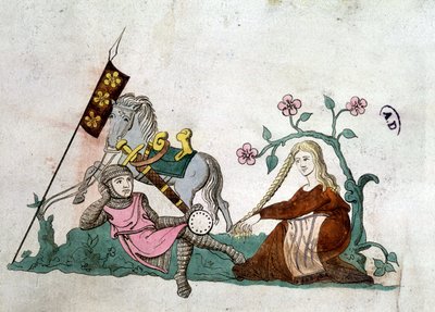 Knight and Gente Lady - reproduction after a 14th century “Latin Psalter” 作者 未知艺术家