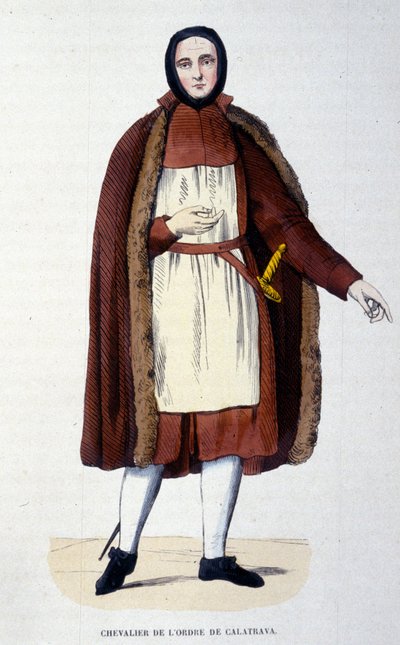 Knight of the Order of Calatrava. A group of religious and knights defended the city of Calatrava in Spain against the Castilians in 1145 and 1158. The order was attached to the Crown of Spain in 1523 with the king as grand master. Engraving of the 19th ce 作者 未知艺术家