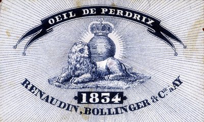 标签 "鹧鸪的眼睛 - Renaudin, Bollinger & Cie à AY - 1834"。 作者 未知艺术家