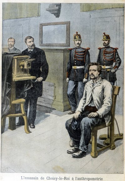 人体测量学中的 Choisy-le-Roi（和 M. Alphonse Bertillon）的刺客 - 1899 年 5 月，“Le Petite Journal” 作者 未知艺术家