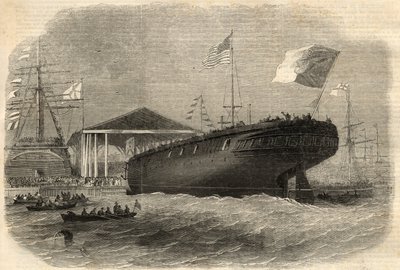 葡萄牙护卫舰 "Sagres "号在伦敦莱姆豪斯下水。6月5日的《伦敦新闻画报》上的版画 作者 未知艺术家