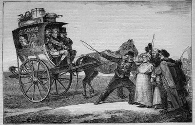19世纪的Les Omnibus de Paris。布谷鸟》--1892年的版画 作者 未知艺术家