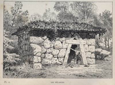 Les Pelasges (Pelasgians)--1889年的雕刻，载于 "Histoire de habitation humaine à l