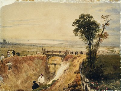 制作肖勒姆铁路，约 1840 年（纸面水彩画） 作者 未知艺术家