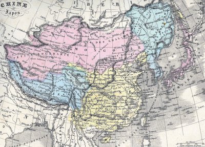 中国和日本的地图。在19世纪中期。 作者 未知艺术家